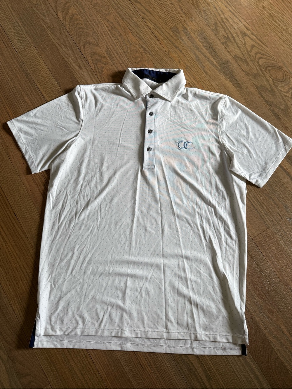 Greyson White Polo with Subtle Dot Texture